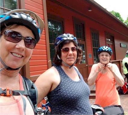Hope, Lynn and Laura on a bike ride.