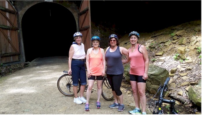 Irene Lynn Laura and Hope at the Elroy bike trail.