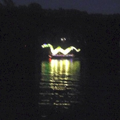 Snake decorated boat.
